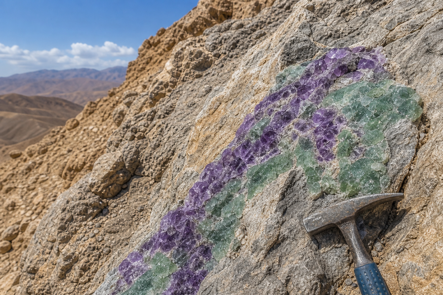 Exploration géologique — veines de fluorite